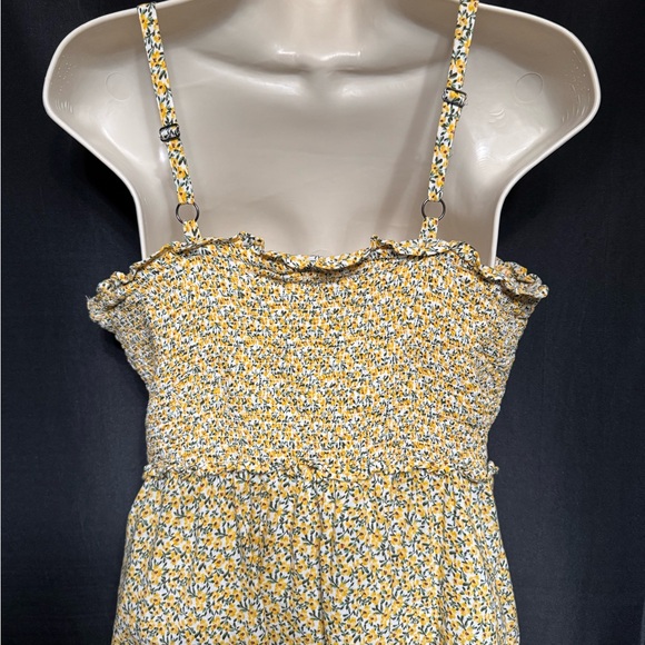 Old Navy Yellow with Green & White Floral Smocked Cami | Peplum Top | M - Picture 2 of 5